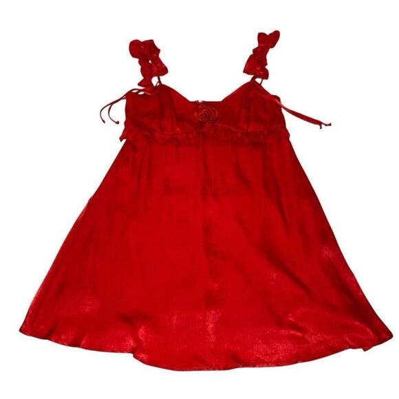 Wild Fable NWT red rosette mini babydoll holiday dress size M - Picture 8 of 14
